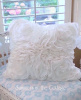 SHABBY COTTAGE CHIC FLUFFY WHITE ROSE RUFFLES PILLOW